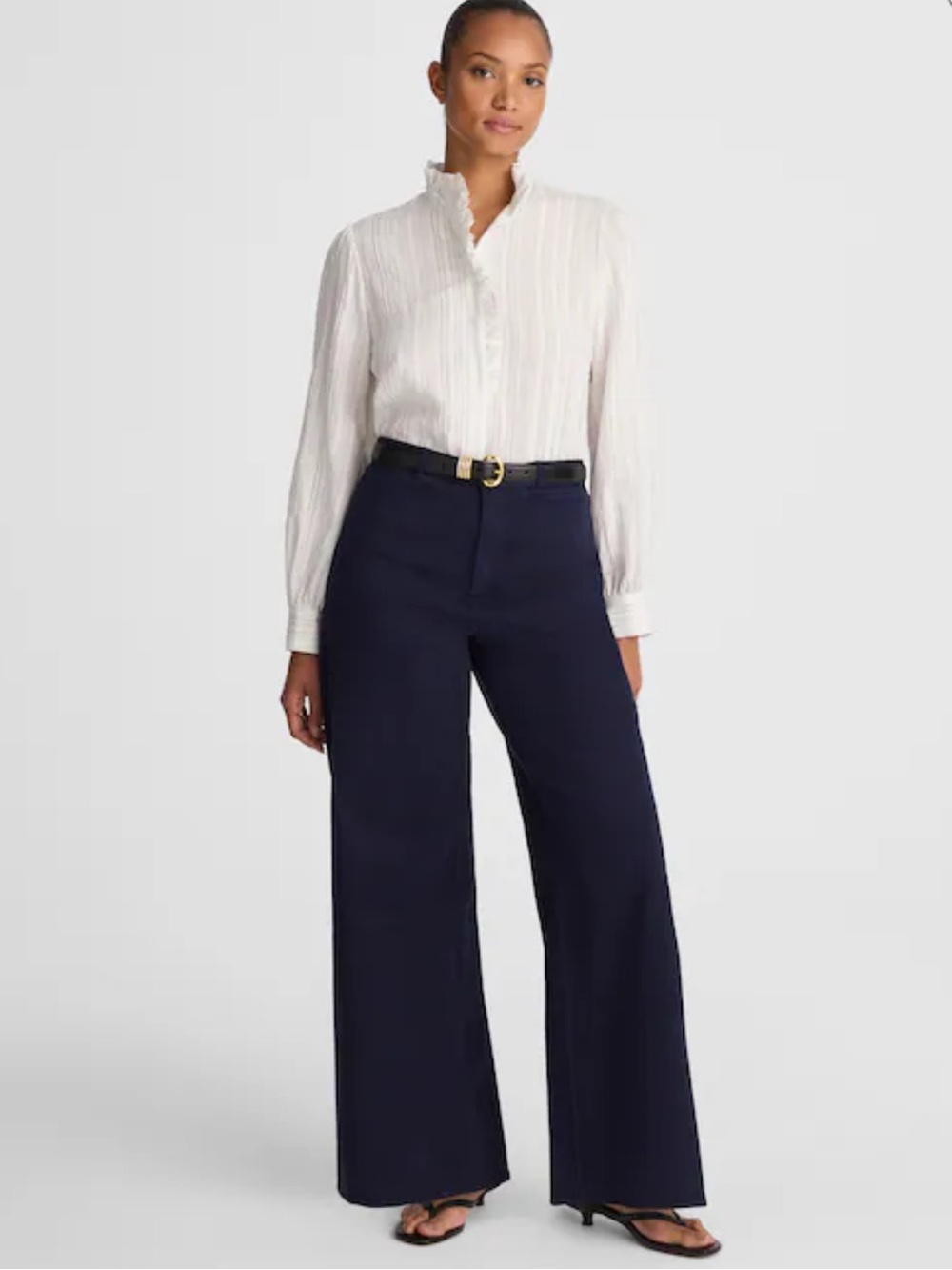 NEW Madewell The Curvy Wide-Leg Pant in Garment-Dyed Twill Midnight Navy Size 24